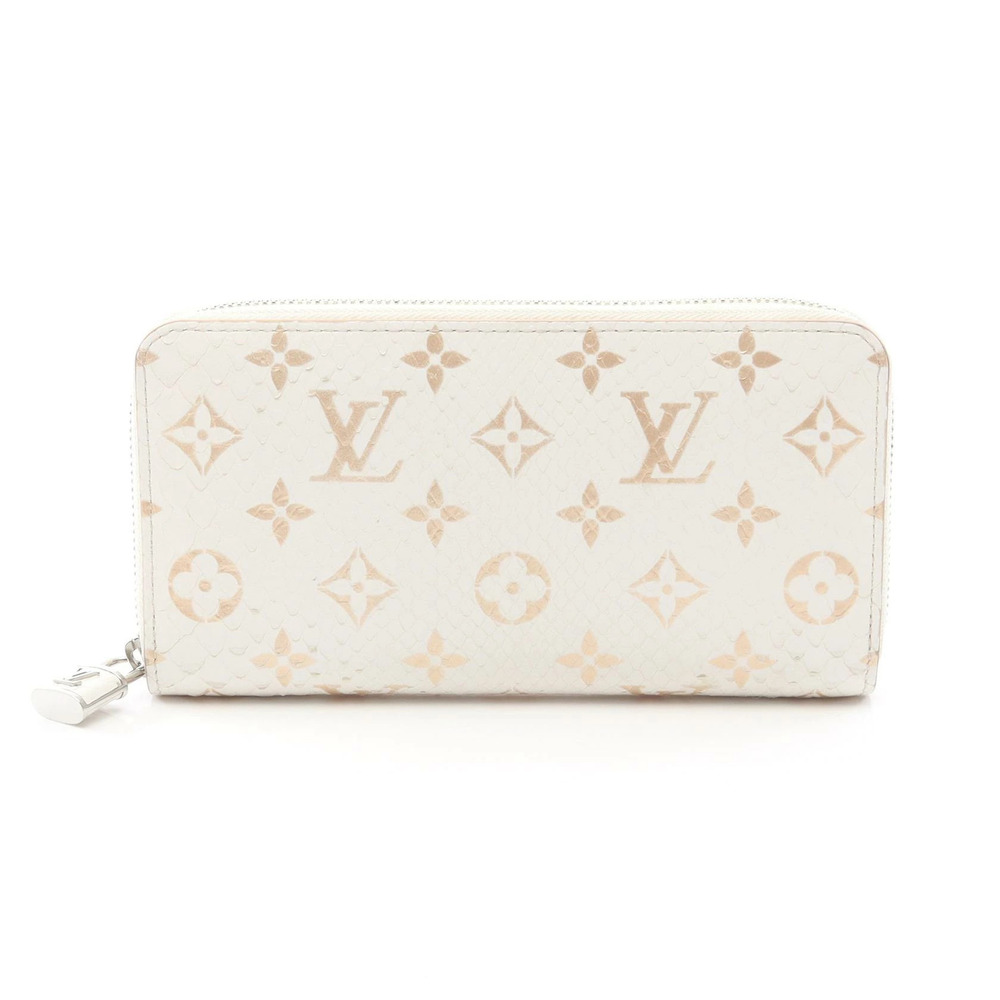 Louis Vuitton Zippy Wallet Monogram Exotic Latte Round Long Leather White